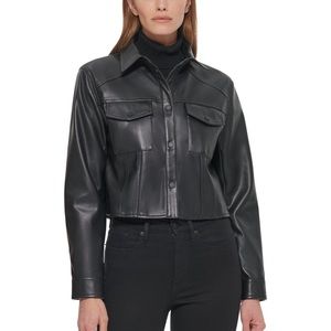 Calvin Klein cropped faux learher jacket- NWT